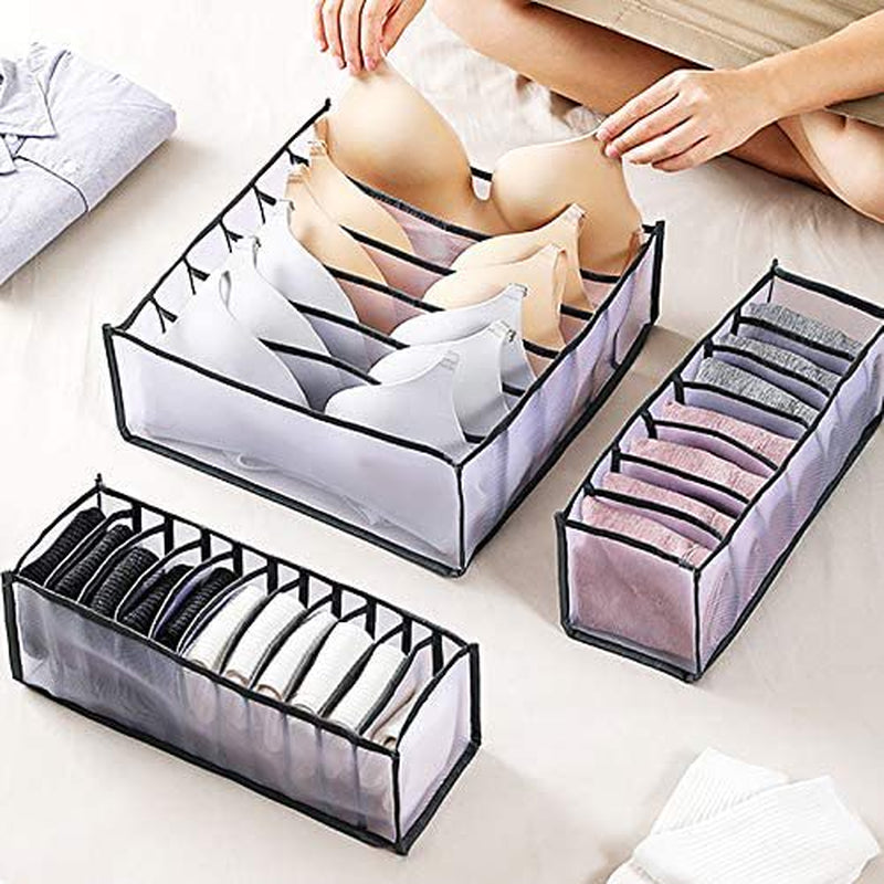 5 PCS Clothes Organizer for Clothes,Drawer Dividers Containers for Wardrobe,Cloth Storage Bins,Washable Foldable Compartment Box for Bedroom Dorm Room,Gray,Storage 5 Pcs