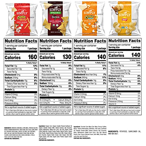 Simply Brand Variety Pack, Doritos, Cheetos, Lay's, 0.875oz Bags (36 Pack) (Assortment May Vary)