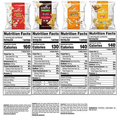 Simply Brand Variety Pack, Doritos, Cheetos, Lay's, 0.875oz Bags (36 Pack) (Assortment May Vary)