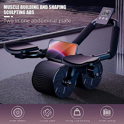 Elbow Support Automatic Rebound Abdominal Wheel,Ab Roller for Abdominal Exercise Machine,Abs Workout Equipment,Dolly Core Strengthening Trainer Fitness Belly Training for Men & Women