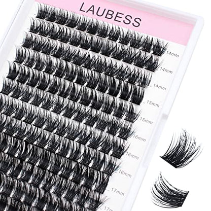 Individual Lashes 14-18mm 144pcs Cluster Lashes Mixed Tray Volume Eyelash Clusters DIY Lash Extension Kit Soft Lash Clusters Fluffy Mink Cluster Eyelash Extensions (03-0.07D, 14-18mm)