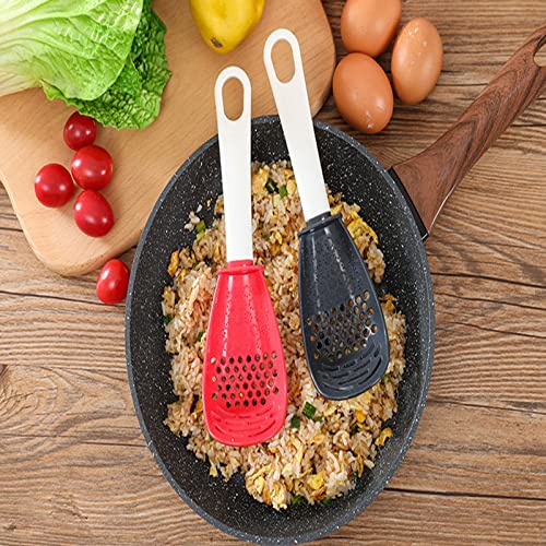 4 PCS Multifunctional Cooking Spoon, All Purpose Kitchen Tool Skimmer Scoop Colander Strainer Grater Masher, Food-Grade High Temperature Resistant Cooking Gadgets (2Red+2Black)