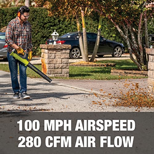 Sun Joe 24V-TB-LTE 24-Volt IONMAX Jet Blower Cordless Compact Turbine Leaf Blower 100-MPH, Kit (w/2.0-Ah Battery + Quick Charger)