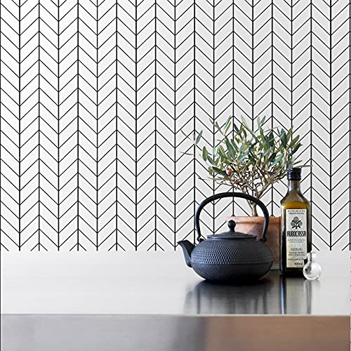 LXCREAT Removable Wallpaper Forgiving Black/White Stripes Peel and Stick Wallpaper 17.71 in X 393 in Modern Self Adhesive Vinyl for Home Renovation Decoration