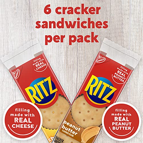 RITZ Peanut Butter Sandwich Crackers and Cheese Sandwich Crackers Variety Pack, School Lunch Box Snacks, 32 Snack Packs