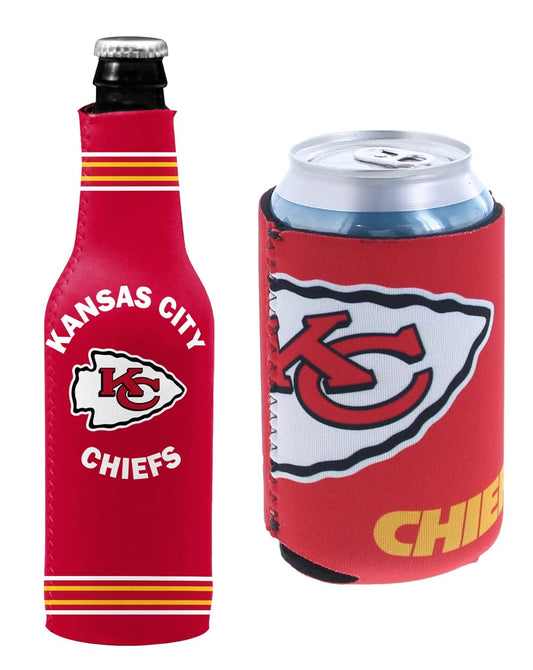 Football Can & Bottle Holder Insulator Beverage Huggie Cooler (Kansas City (Chiefs) - Multi)