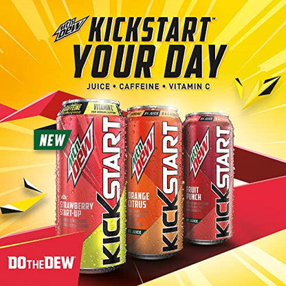 Mountain Dew Kickstart Strawberry Start-Up (16 Ounce Cans, Pack of 12)