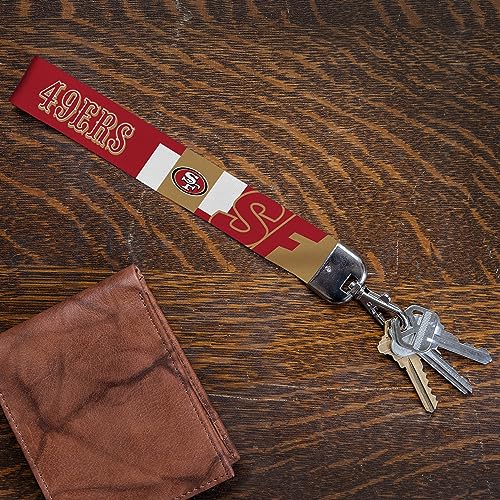 Rico Industries NFL Football San Francisco 49ers Wrist Lanyard Key Chain, Cute Wristlet Strap Keychain Holder for Women Men Car Keys ID Badges Card Wallet Phone Camera