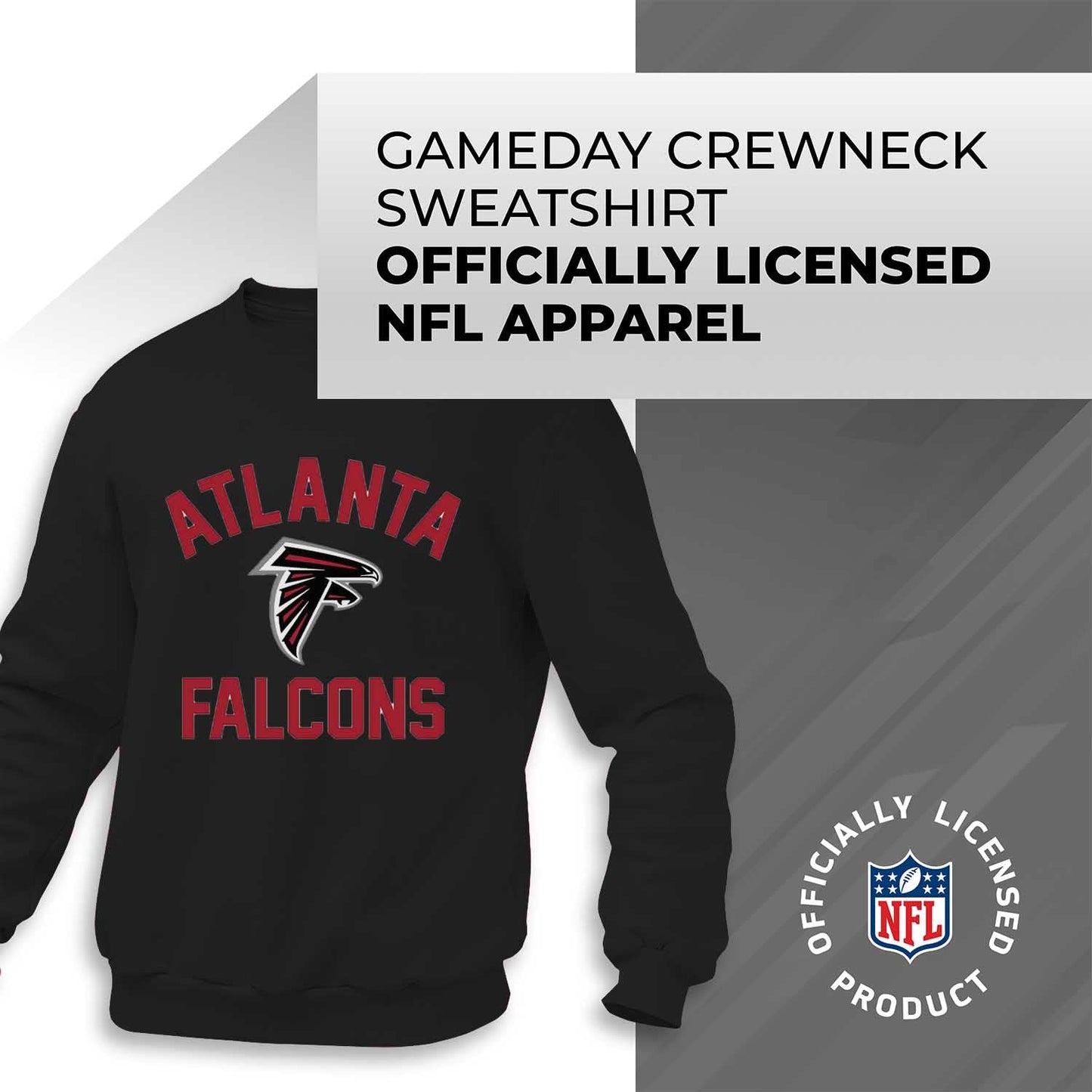 Team Fan Apparel NFL Adult Gameday Football Crewneck Sweatshirt - Cotton Blend - Stay Warm, Comfortable & Stylish on Game Day (Atlanta Falcons - Black, Adult XX-Large)