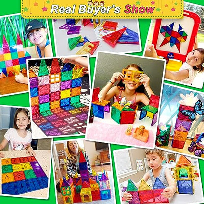 IGIVI Magnetic Tiles Toddler Toys for 3+ Year Old Boys & Girls, Magnetic Blocks Building Toys Games for Kids, STEM Learning Educational Sensory Toys, Birthday Gift Toys for Boys & Girls 4-6 5-7 6-8