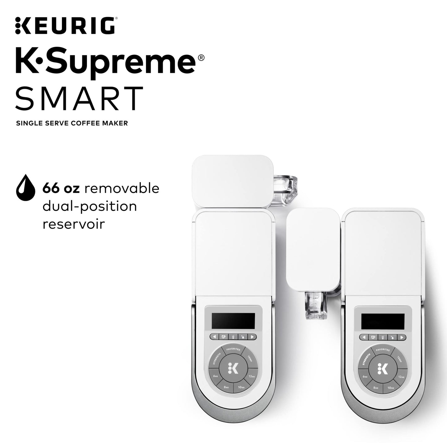 Keurig K-Supreme SMART Coffee Maker, MultiStream Technology, Brews 6-12oz Cup Sizes, White