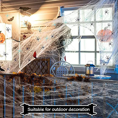 300 Sqft Halloween Spider Web Decorations, with 10 Glow in the Dark+10 Black Fake Scary Spiders, Super Stretch Cobwebs Creepy Halloween Indoor Outdoor Office Party Supplies (300 Sqft Web+20 Spider)