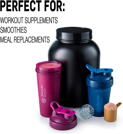 BlenderBottle Classic Shaker Bottle Perfect for Protein Shakes and Pre Workout, Black, 20oz