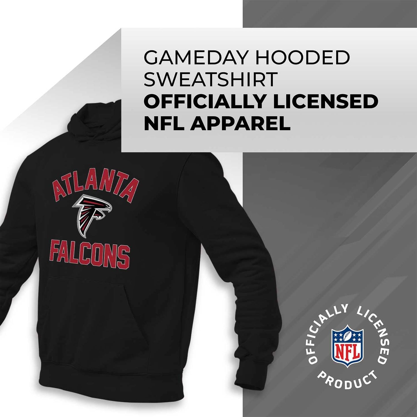 Team Fan Apparel NFL Adult Gameday Hooded Sweatshirt - Poly Fleece Cotton Blend - Stay Warm and Represent Your Team in Style (Atlanta Falcons - Black, Adult Medium)