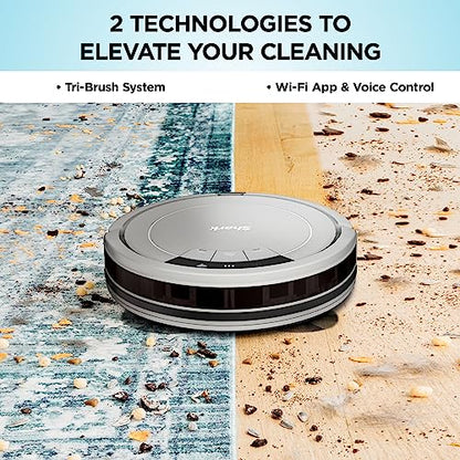 Shark AV752 ION Robot Vacuum, Tri-Brush System, Wifi Connected, 120 Min Runtime, Works with Alexa, Multi Surface Cleaning, White