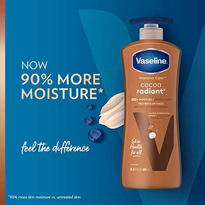 Vaseline Intensive Care Body Lotion Cocoa Radiant 4 ct for Dry Skin with Ultra-Hydrating Lipids and Pure Cocoa Butter for a Long-Lasting, Radiant Glow 20.3 oz