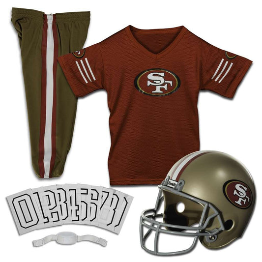 Franklin Sports San Francisco 49ers Kids NFL Uniform Set - Youth NFL Team Jersey, Helmet, Pants + Apparel Costume - Official NFL Gear -Youth Medium