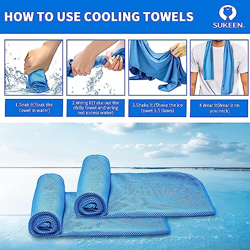 Sukeen 12 Pack Cooling Sports Towel Bulk (40"x12"), Quick-Drying Neck Cooling Wraps, Soft & Breathable Microfiber Ice Towel for Athletes, Sports Fitness Enthusiasts in Gym, Workers in Outdoor Summer