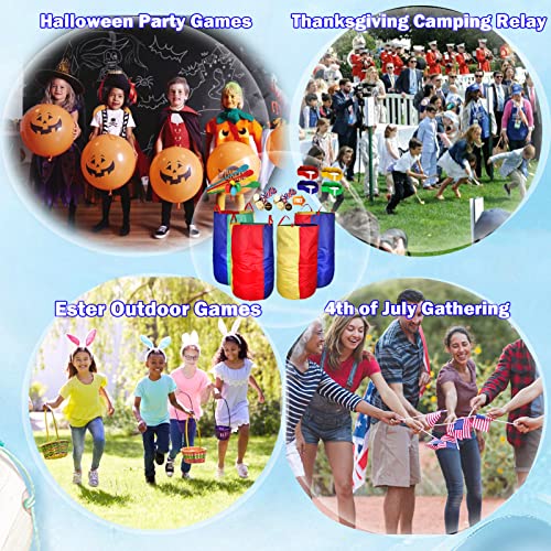 CWLAKON Outdoor Games, Potato Sack Race Bags for Kids Adults, Egg Spoon Relay Race, 3 Legged Race Bands, Birthday Party, Field Day Family Reunion Carnival Outside Yard Lawn Easter Games