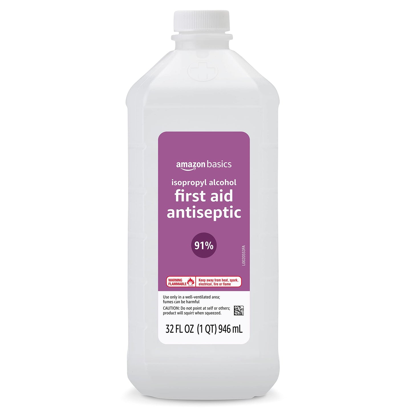 Amazon Basics 91% Isopropyl Alcohol First Aid Antiseptic Liquid, Unflavored, 32 Fl Oz (Pack of 6) (Previously Solimo)