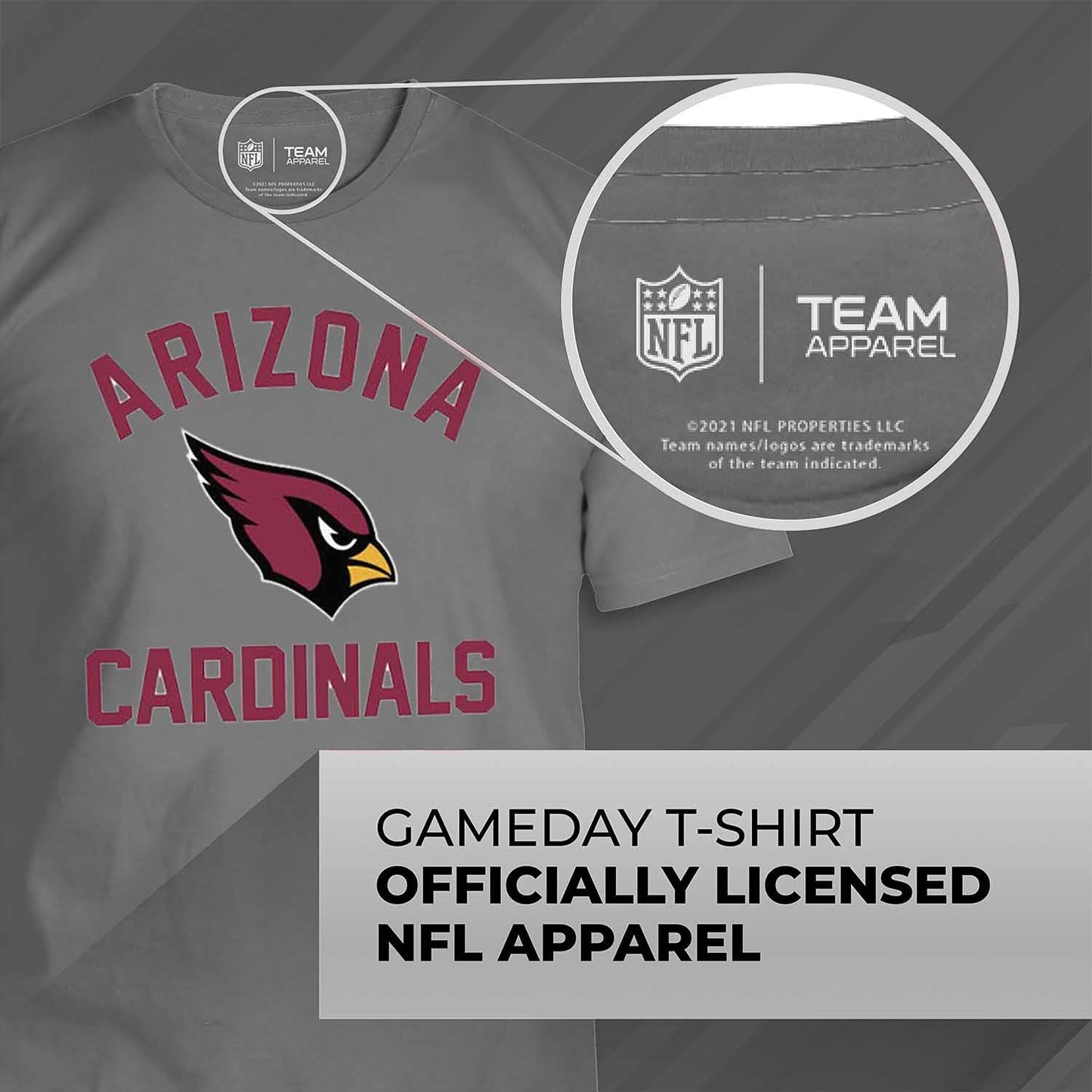 Team Fan Apparel NFL Adult Gameday T-Shirt - Cotton Blend - Tagless - Semi-Fitted - Unleash Your Team Spirit During Game Day (Arizona Cardinals - Gray, Adult Medium)