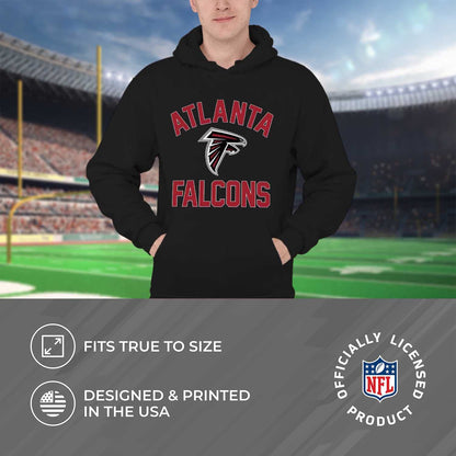 Team Fan Apparel NFL Adult Gameday Hooded Sweatshirt - Poly Fleece Cotton Blend - Stay Warm and Represent Your Team in Style (Atlanta Falcons - Black, Adult Medium)