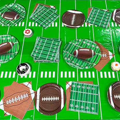 Oigco 3 Packs Party Football Tablecloth（54"x 108"）, Football Theme Party Plastic Touchdown Table Cover for Birthday Party Decorations Tailgate Football Party