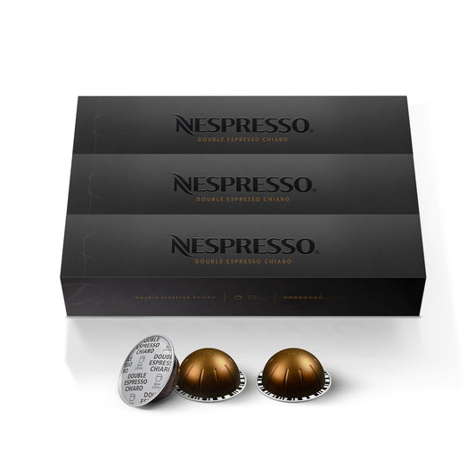 Nespresso Capsules VertuoLine, Double Espresso Chiaro, Medium Roast Coffee, 10 Count (Pack of 3) Coffee Pods, Brews 2.7 Ounce (VERTUOLINE ONLY)