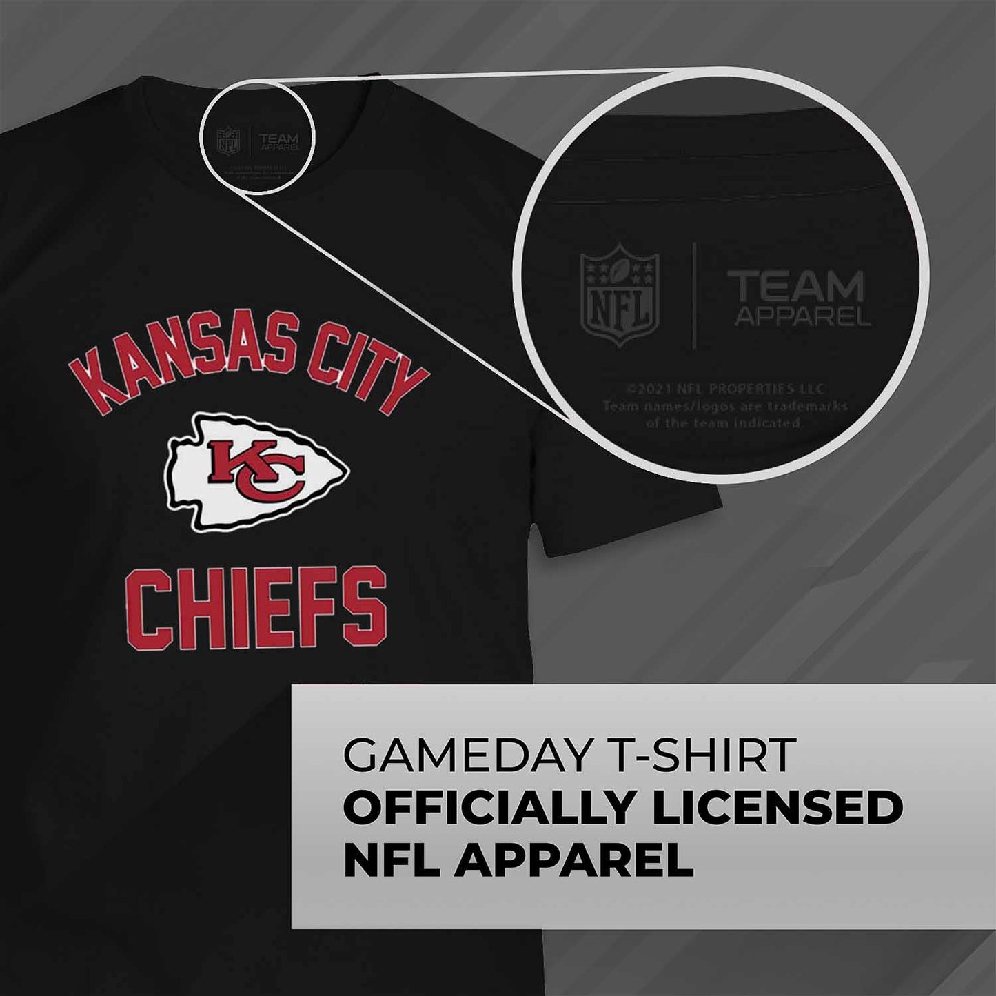 Team Fan Apparel NFL Adult Gameday T-Shirt - Cotton Blend - Tagless - Semi-Fitted - Unleash Your Team Spirit During Game Day (Kansas City Chiefs - Black, Adult XX-Large)