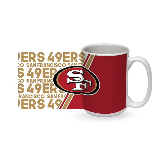 Rico Industries NFL Football San Francisco 49ers 15 oz White Ceramic Coffee Mug for NFL Fans