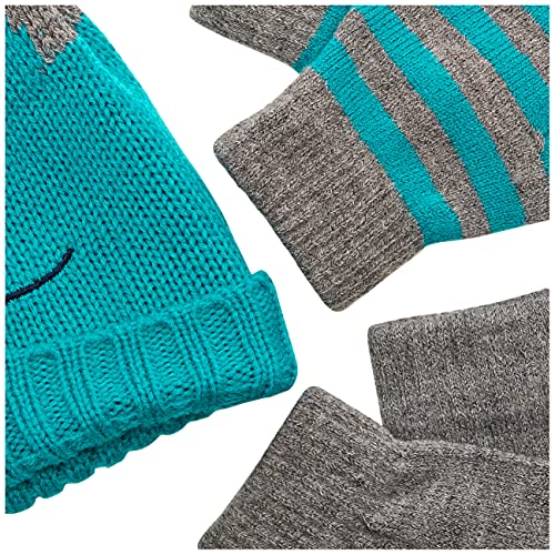 Simple Joys by Carter's Baby Boys' Hat and Mitten Set, Grey/Monster/Stripe, 12-24 Months