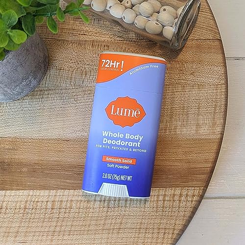 Lume Whole Body Deodorant - Invisible Cream Tube and Solid Stick - 72 Hour Odor Control - Aluminum Free, Baking Soda Free, Skin Safe - 3.0 Ounce Tube and 2.6 Ounce Solid Stick Bundle (Soft Powder)