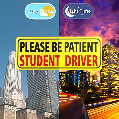 JUSTTOP 3pcs Magnet for Car, Please Be Patient Student Driver, New Drivers Sticker Safety Warning, Magnetic Reflective Rookie Driver Bumper Sticker (Black&Red)