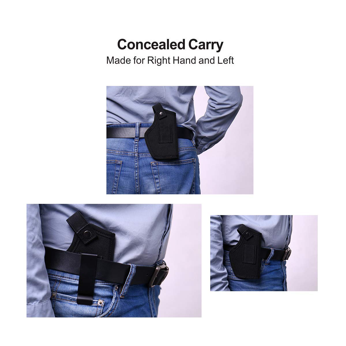 Fonrroni Concealed Carry Holster, Universal Holster, Inside The Waistband Bundle, Holster for Man/Woman Fits Right Hand and Left, Compact Subcompact Handguns, Black