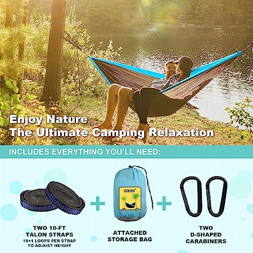 SZHLUX Camping Hammock Double & Single Portable Hammocks with 2 Tree Straps and Attached Carry Bag,Great for Outdoor,Indoor,Beach,Camping