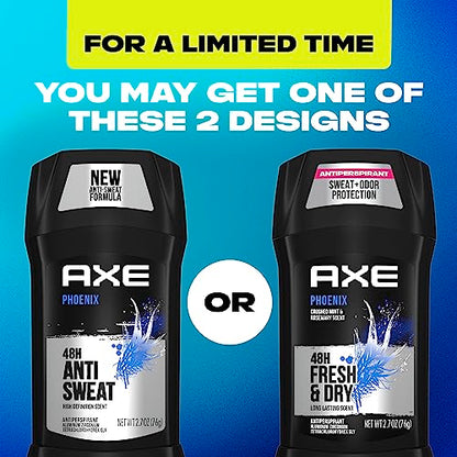 AXE Antiperspirant Deodorant for Men Phoenix 4PK 48H Sweat & Odor Protection for Long Lasting Freshness, Crushed Mint & Rosemary Men's Deodorant 2.7 Ounce (Pack of 4)