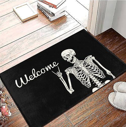 ATMOPSK Skull Doormat Funny Halloween Skull Welcome Door Mat,Living Room Kitchen Floor Mat Home Halloween Indoor Outdoor Decoration 17 x29 Inch