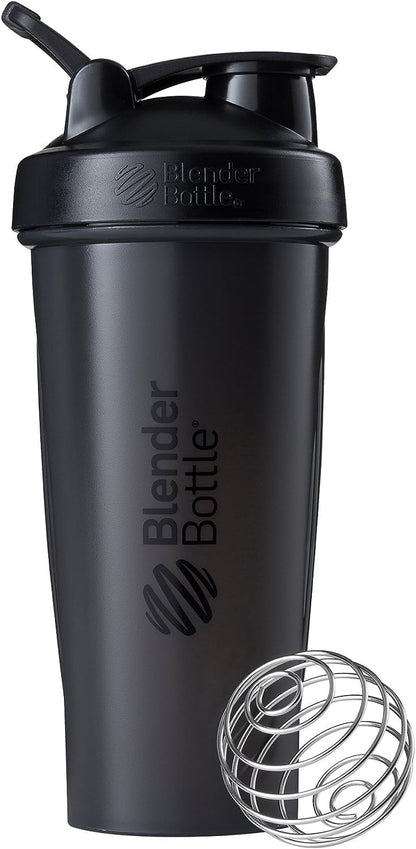 BlenderBottle Classic Shaker Bottle Perfect for Protein Shakes and Pre Workout, Black, 20oz