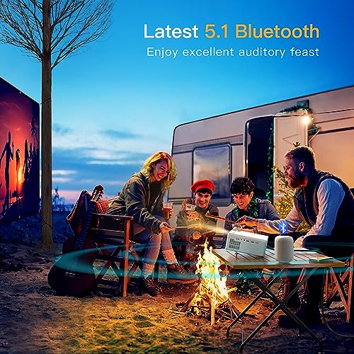 [6D/4P/4K] Projector with WiFi and Bluetooth, Electric Keystone 15000L VISSPL 5G 4K Supported Projector, Max 400” Display, 50% Zoom Outdoor Projector for iOS/Android/HDMI/USB/TV Stick/PS5