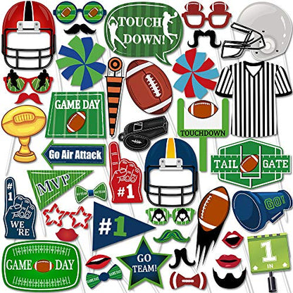 42Pcs Football Photo Booth Props Kit Super Bowl Game Day Decorations Sport Game Day Party Supplies Decorations