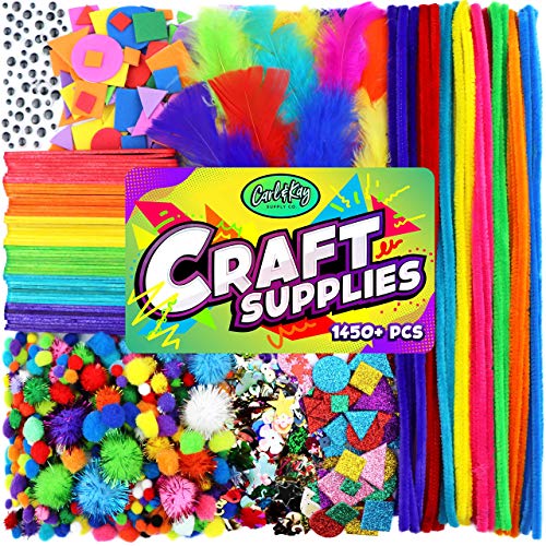 Arts and Crafts Supplies Kit for Kids - Boys and Girls Age 4 5 6 7 8 Years Old - Toddler Art Set Activity Materials - Great for Preschool and Kindergarten Crafting Project - Carl & Kay