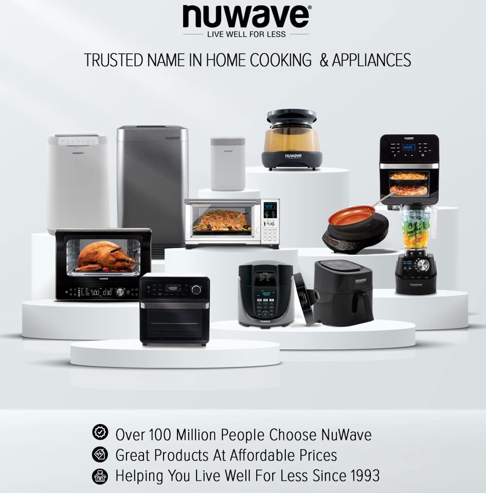 Nuwave PIC Double, Portable, Powerful 1800W with 2 Large 8” Heating Coils, Independent Controls, 94 Temp Settings from 100°F to 575°F in 5°F Increments, 11.5” Shatter-Proof Ceramic Glass Surface