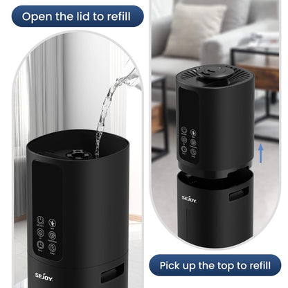 Sejoy Humidifiers for Large Rooms, 8L/2.11Gal Top Fill Ultrasonic Floor Humidifiers for Bedroom, Remote Control, Humidity Setting, Quiet, Aroma Box