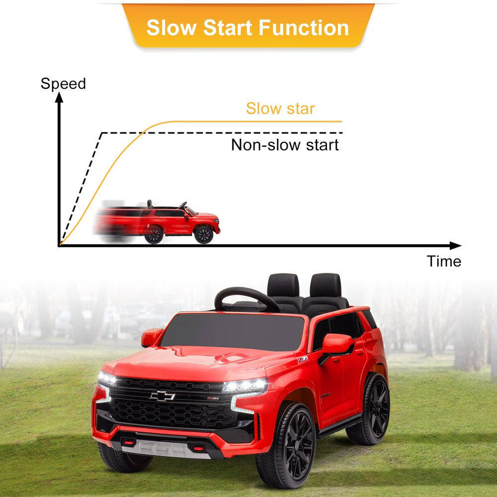 UBesGoo 12V Ride On Car Truck, Licensed Chevrolet Tahoe Kids Battery Powered Ride On Toys, Electric Vehicle with Remote Control, MP3/Bluetooth, LED Lights, Red