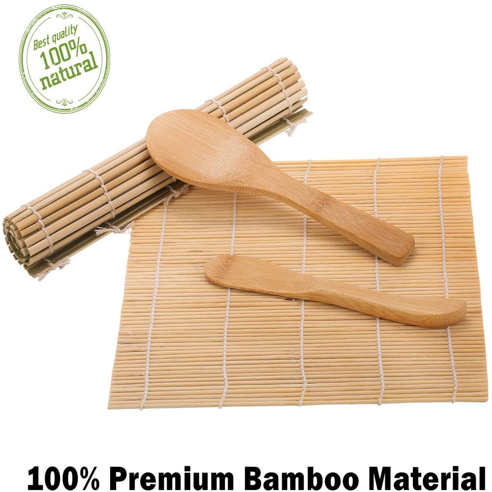 Sushi Making Kit, 2 Bamboo Sushi Mats and 1 Professional Sushi Bazooka Rice Roller, 2 Pairs of Bamboo Chopsticks, Avocado Slicer Holder Paddle Spreader, Rolling, Beginner Sushi Kit DIY at Home