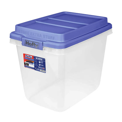 Hefty 32 Qt. Clear Storage Bin with Blue HI-RISE Lid