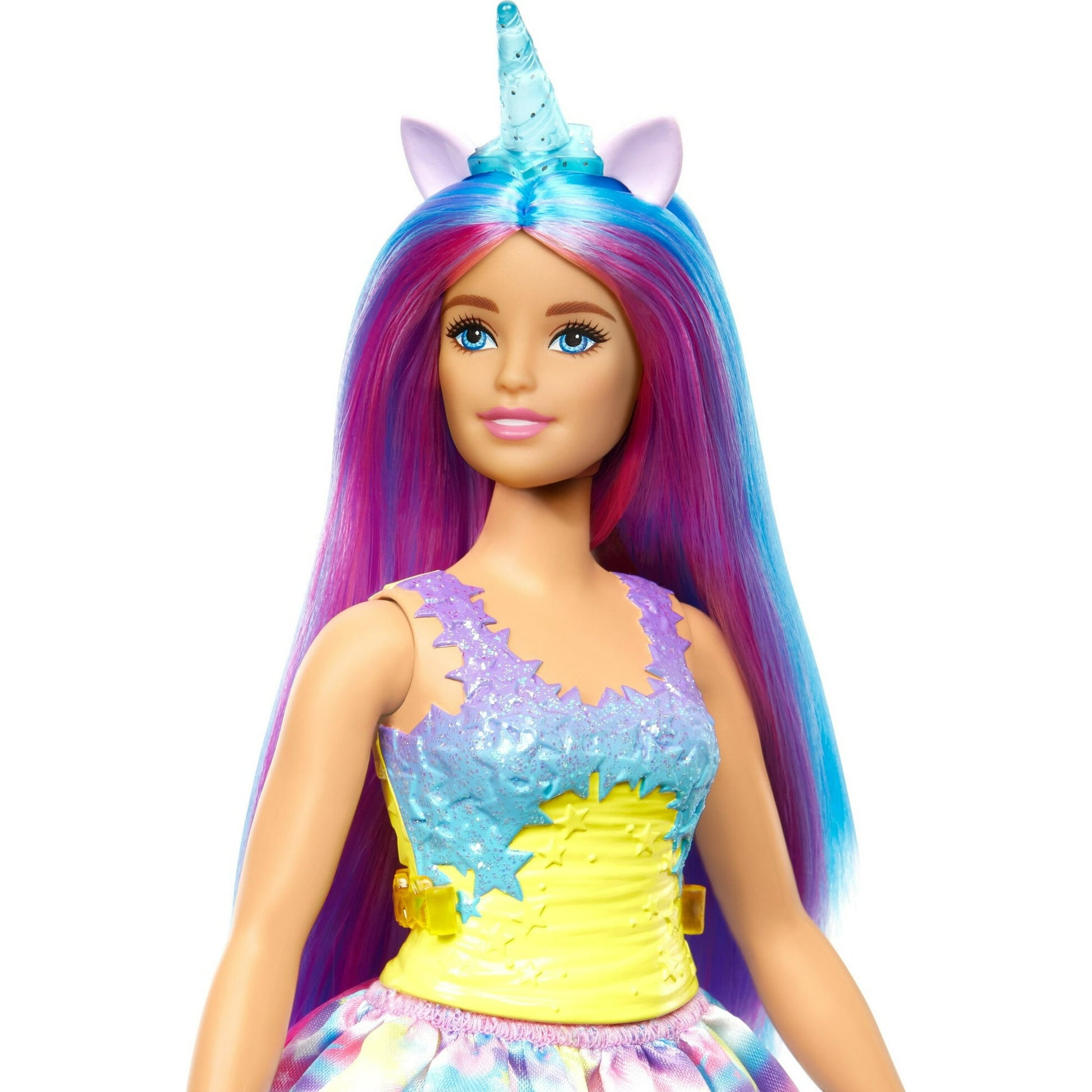 Barbie Dreamtopia Unicorn Doll with Headband & Tail, Purple Hair & Rainbow Skirt