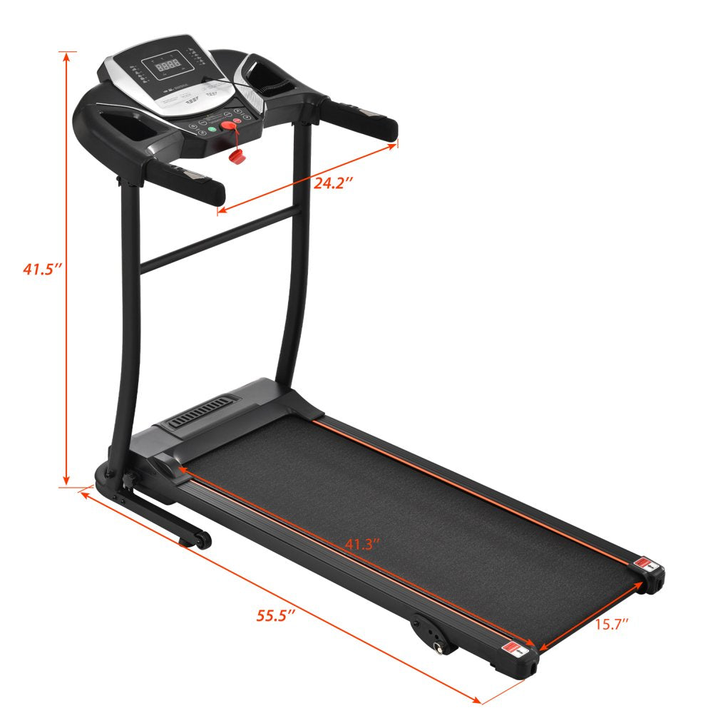 Folding Treadmill, Electric Treadmill with 43.3” x 14” Ultra Large Running Belt, Heart Rate Monitor, Easy Accembly, 7.5 Mph Speed for Home Gym