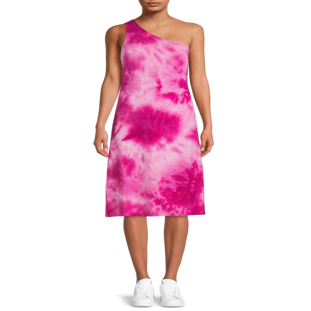 Time and Tru Women'S One-Shoulder Tie-Dye Dress