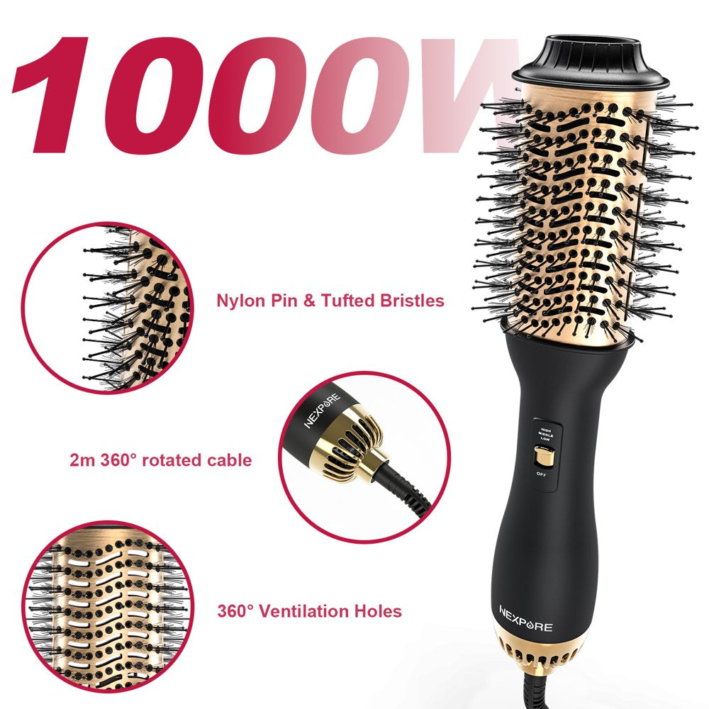 NEXPURE Hair Dryer Brush,Upgraded 4 in 1 Hair Dryer Brush Blow Dryer Brush in One with Negative Ion Anti-Frizz Ceramic Titanium Barrel Hot Air Brush Hair Straightener Brush